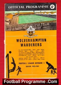 Wolves Wolverhampton v Sheffield Wednesday 1962