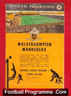 Wolves Wolverhampton v Sheffield Wednesday 1961