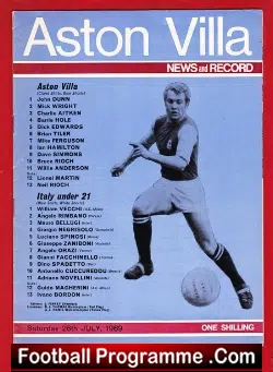 Aston Villa v Italy 1969 – Under 21 Italian Team
