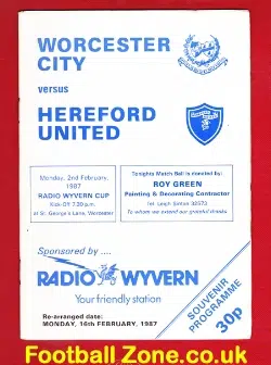 Worcester City v Hereford United 1987 – Wyvern Cup 2nd date