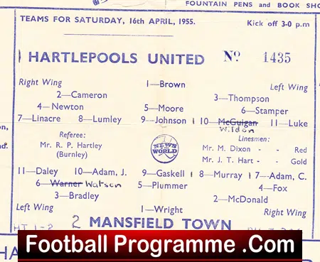 Hartlepool United v Mansfield Town 1955