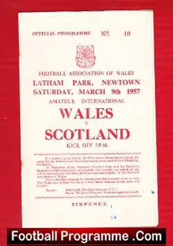 Wales v Scotland 1957 - Amateur International at Newtown