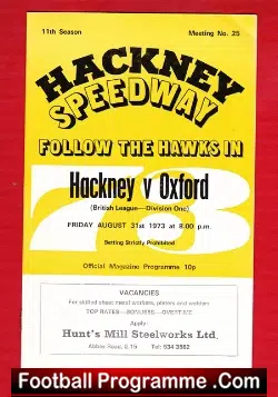 Hackney Speedway v Oxford 1973