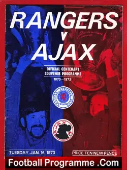 Glasgow Rangers v Ajax 1973 - Centenary Souvenir - Extras