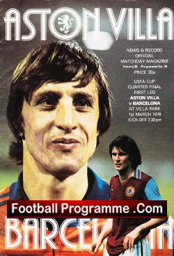 Aston Villa v Barcelona 1978 – Villa Park UEFA Cup