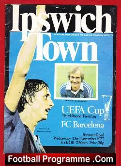 Ipswich Town v Barcelona 1977 - Barca Portman Road UEFA Cup