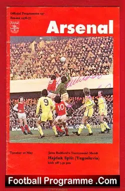 John Radford Testimonial Benefit Match Arsenal 1977 Signed