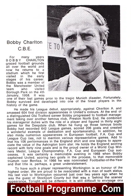 Workington v Fort Lauderdale Strikers 1978 – Bobby Charlton