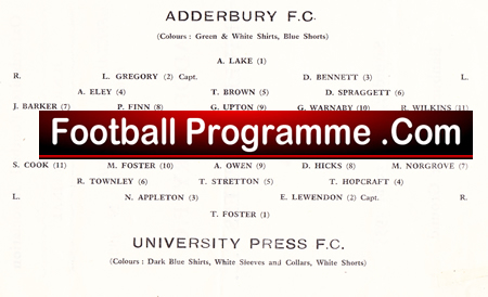 Adderbury v University Press 1955 – Oxford Junior Cup Final