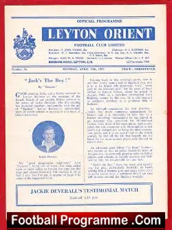Jackie Deverall Testimonial Football Benefit Leyton Orient 1953