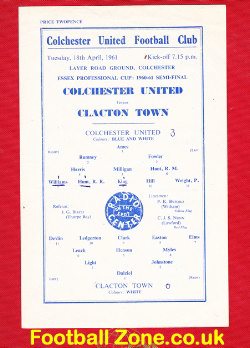Colchester United v Clacton Town 1961 – Semi Final Essex Cup
