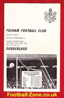 Fulham v Sunderland 1972