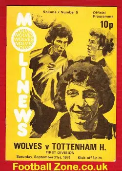 Wolves Wolverhampton v Tottenham 1974 – Plus Unused Ticket