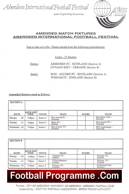 Aberdeen International Football Festival 1992