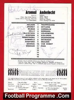 Arsenal v Anderlecht 1970 - Fairs Cup Final Multi Autographed