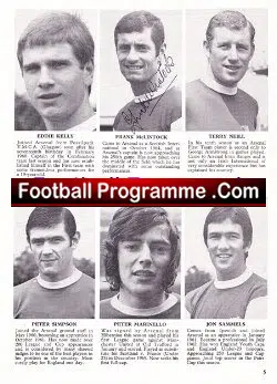 Arsenal v Anderlecht 1970 - Fairs Cup Final Multi Autographed
