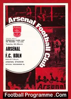 Arsenal v FC Koln 1971 - Fairs Cup - FC KÃ¶ln - Germany - football programme