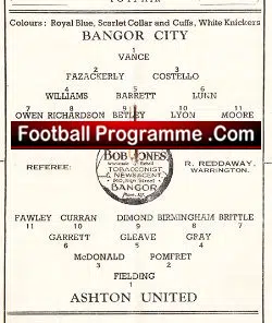 Bangor City v Ashton United 1949