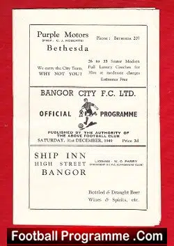 Bangor City v Ashton United 1949 - football programme