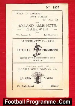 Bangor City v Rhyl Athletic 1948