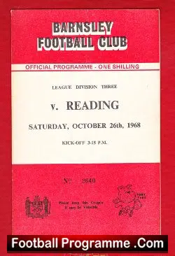 Barnsley v Reading 1968 - football programme