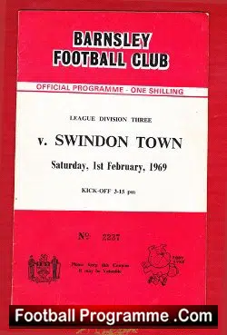 Barnsley v Swindon Town 1969 - football programme
