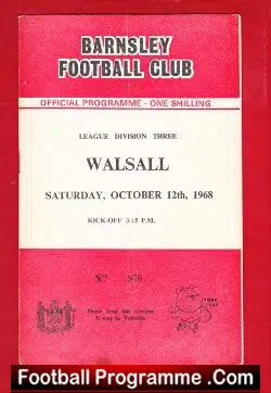 Barnsley v Walsall 1968 - football programme