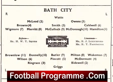 Bath City v Gravesend Northfleet 1947