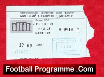 Belarus v Wales 2000 – Used Football Ticket Eastern Europe