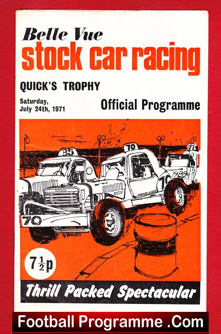 Belle Vue Stock Car Racing 1971 - Quick's Trophy - stock car racing programme