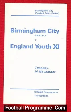 Birmingham City v England 1960s – Youth Under 19 – Peter Shilton