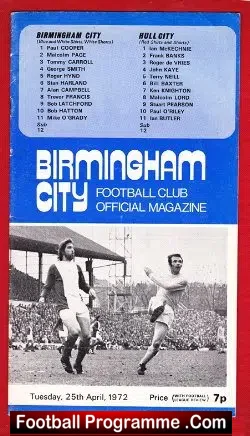 Birmingham City v Hull City 1972 - football programme