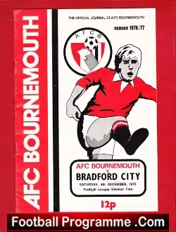 Bournemouth v Bradford City 1976 - football programme