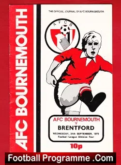 Bournemouth v Brentfoed 1975 - football programme