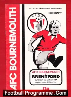 Bournemouth v Brentford 1977 - football programme