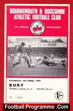 Bournemouth v Bury 1970 - football programme