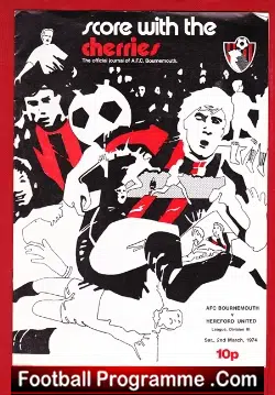 Bournemouth v Hereford United 1974 - football programme