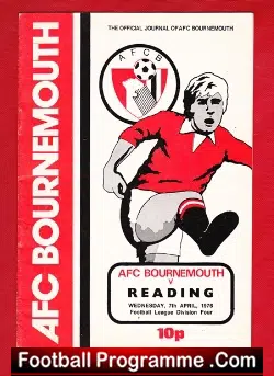 Bournemouth v Reading 1976 - football programme