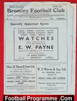 Bromley v Southall 1947 - Reserves Match - football programme