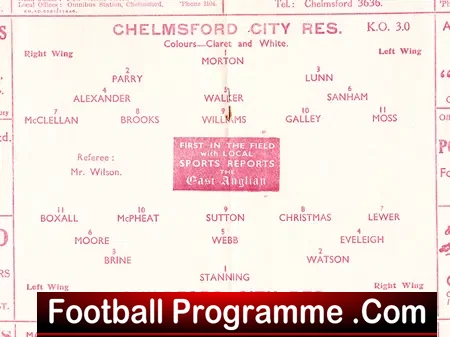 Chelmsford City v Guildford City 1947 – Reserves – Champions