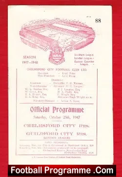 Chelmsford City v Guildford City 1947 – Reserves – Champions