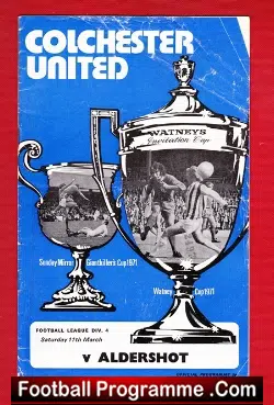 Colchester United v Aldershot 1972 - football programme