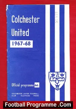 Colchester United v Barrow 1967 - football programme