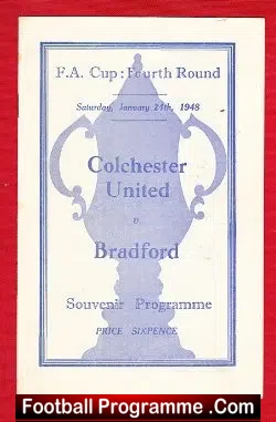 Colchester United v Bradford City 1948 – FA Cup