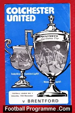 Colchester United v Brentford 1971 - football programme