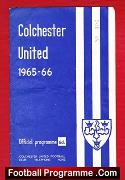 Colchester United v Chesterfield 1965 - football programme