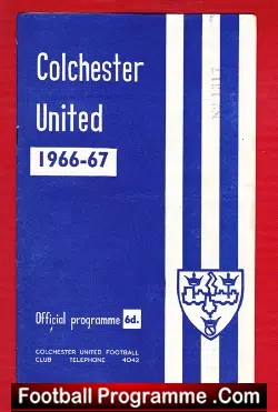 Colchester United v Darlington 1967 - football programme