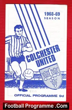 Colchester United v Darlington 1968 - football programme