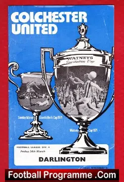 Colchester United v Darlington 1972 - football programme