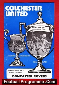 Colchester United v Doncaster Rovers 1972 - football programme